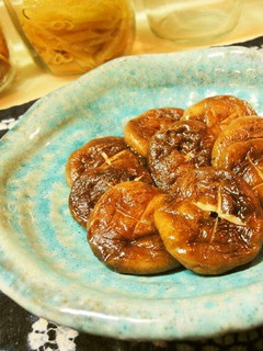 A picture of Shiitake Mushrooms Sautéed with Butter and Soy Sauce.