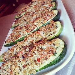 A picture of Stuffed Zucchinis.