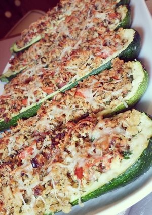 A picture of Stuffed Zucchinis.