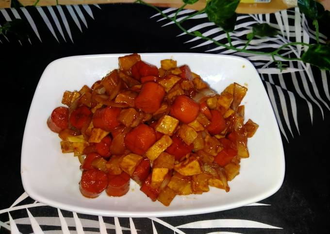 Resep Sosis kentang masak kecap yang Bikin Ngiler