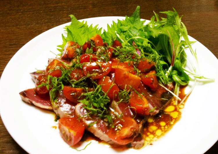 Easiest Way to Prepare Ultimate Easy Italian: Bonito and Tomato Carpaccio