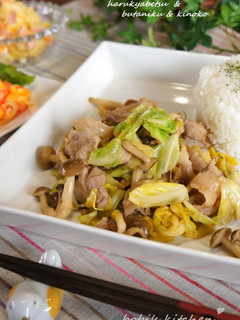 A picture of Miso Flavoured Spring Cabbage and Mushrooms.