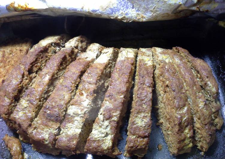 Recipe of Homemade Taco Meatloaf, roasted sweet potatoes,  and mix veggies