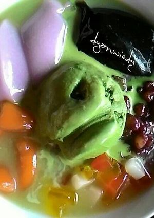 Foto resep Red bean jelly desert (mix avocado ice cream)