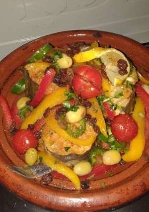 صورة لوصفة طاجين الحوت الصنور او الفرخ