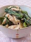 Komatsuna and Boiled Chicken Mixed with Sweet Chili Sauce and Sesame