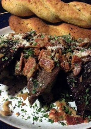A picture of Steak and Spring Herbs.