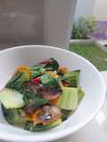Tumis Pelangi (Tumis Pokcoy, Wortel & Jamur Kancing)