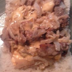 A picture of Philly cheese steak sandwich.