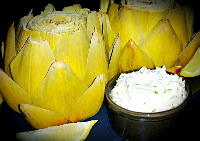 Steps to Prepare Any-night-of-the-week Mike's Steamed Artichokes &
Parmesan Aioli