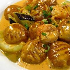 Kabocha Squash Gnocchi Shrimp and Tomato Cream A picture of Kabocha Squash Gnocchi Shrimp and Tomato Cream.