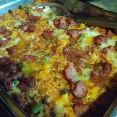 Baked Puerto Rican Rice with Smoked Sausage A picture of Baked Puerto Rican Rice with Smoked Sausage.