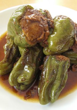 A picture of My Family Recipe of Meat-Stuffed Green Peppers.
