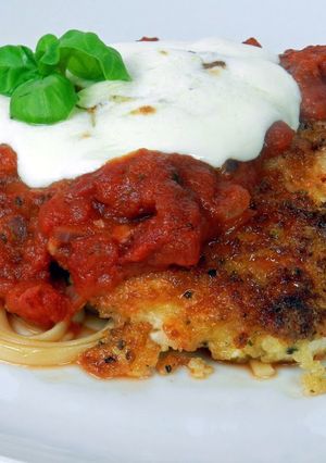 A picture of Chicken parme.