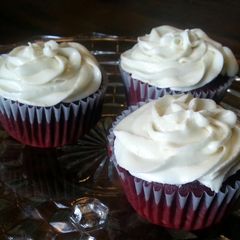 A picture of Red Velvet Cupcakes with Cream Cheese Frosting.