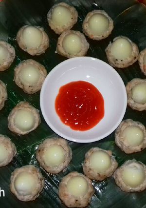 Hình của món Trứng Cút Bọc Tôm Thịt Hấp.