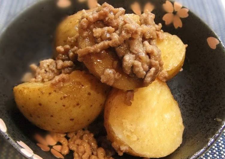New Potatoes Simmered with Meat Soboro