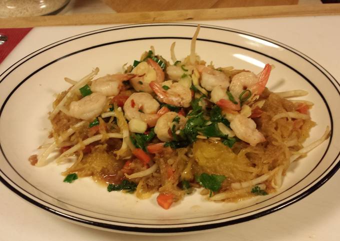 Shrimp Pad Thai on Spaghetti Squash