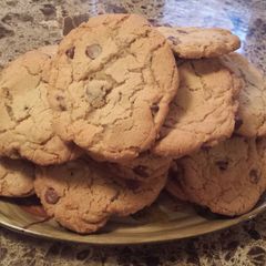 A picture of Lucs big chocolate chip cookies.