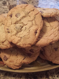 A picture of Lucs big chocolate chip cookies.