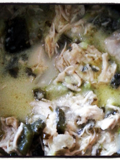 A picture of Chicken Enchilada and Avocado Soup.