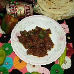 Spicy fry Kaleji mix in cooker A picture of Spicy fry Kaleji mix in cooker.