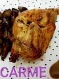 Picantón con salsa de setas