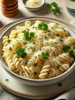 Una foto de ✨ Receta Fácil: Pasta con Salsa Cremosa de Ajo y Parmesano 🍝