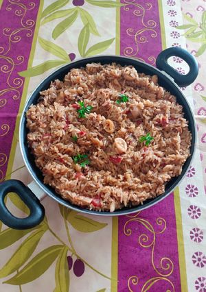 Una foto de Arroz con calamares al Pedro Ximénez