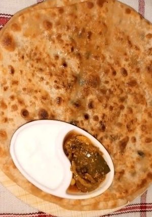 A picture of Aloo ka Paratha (Potato Paratha).