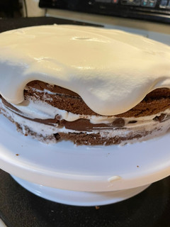 A picture of Chocolate whipped cream cake.