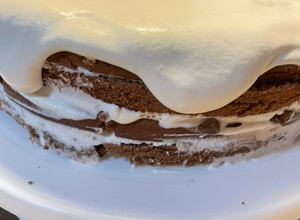 A picture of Chocolate whipped cream cake.