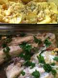 Abadejo sobre Kale y cebolla asada