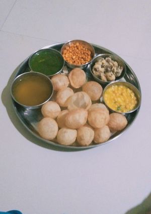 A picture of Homemade pani puri.