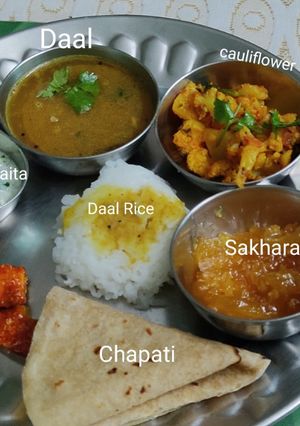 A picture of Maharashtrian Lunch.