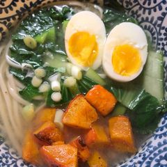 A picture of Miso squash noodles - vegetarian.