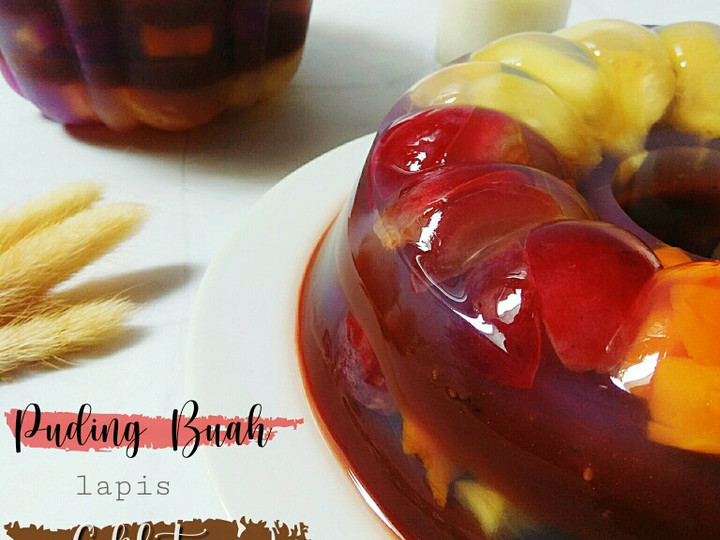 Cara Bikin Puding Buah Lapis Coklat Praktis