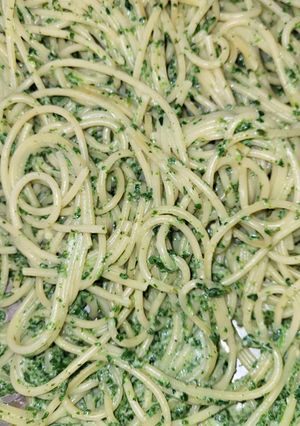 A picture of Spinach pasta.
