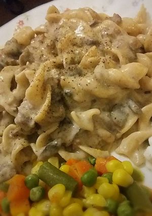 A picture of Easy One Pot Beef & Mushroom Stroganoff.
