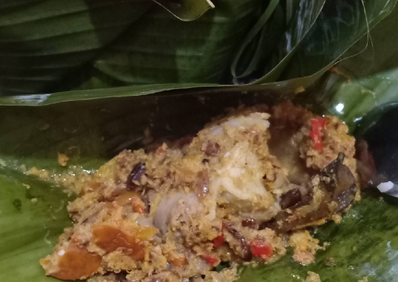Botok ayam bumbu kacang