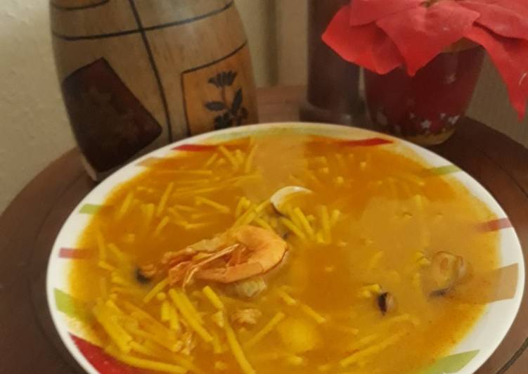 Sopa de marisco fácil rápida y económica🦐