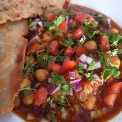A picture of Chana Masala (Chickpea curry) - purely veg.