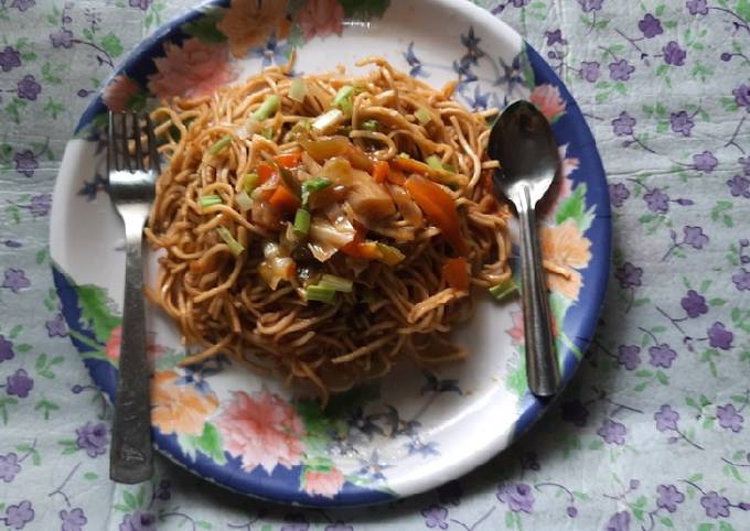 Street Style veg Hakka noodles Recipe