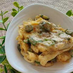 A picture of Okra Egg Scramble.