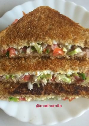 ভেজিটেবল এগ স্যান্ডউইচ(Vegetables egg sandwich recipe in bengali) রেসিপির প্রধান ছবি