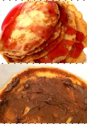 A picture of My Pancakes for Brunch with Rasspberry Sauce ❣.