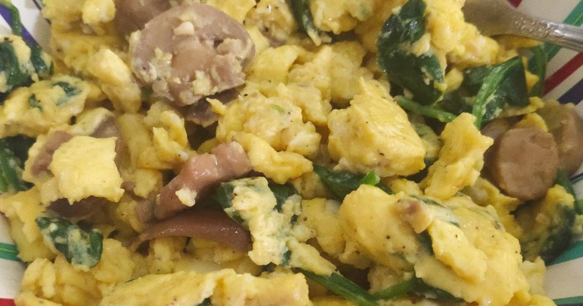 Mushroom Spinach Egg Scramble Recipe By Pattonisgod21 Cookpad