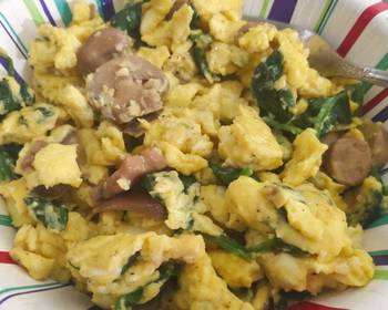 The New Way Make Recipe Mushroom  Spinach Egg Scramble Delicious