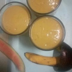 A picture of Avocado, Banana and Water Melon  Juice.