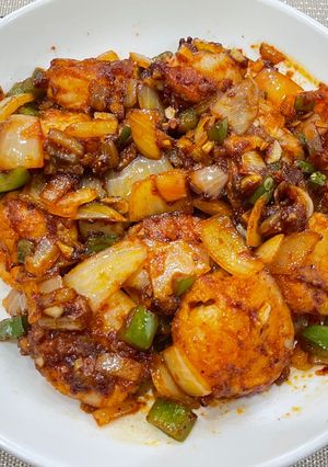 Hình của món Tôm rim chua ngọt Hàn Quốc.